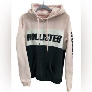 Hollister Black White Pink Hoodie Sweatshirt Sz(L)